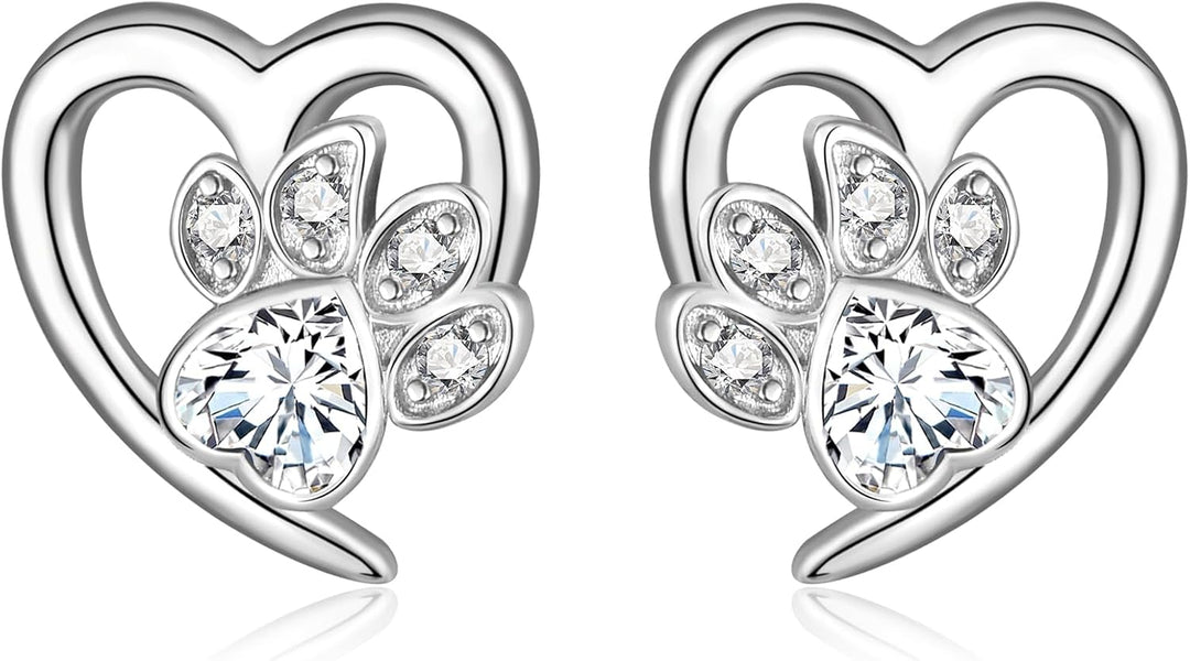 Øreringe med poter og hjerte – Dit kæledyrs tilbehør