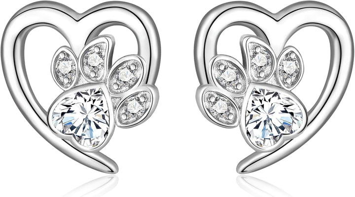 Øreringe med poter og hjerte – Dit kæledyrs tilbehør