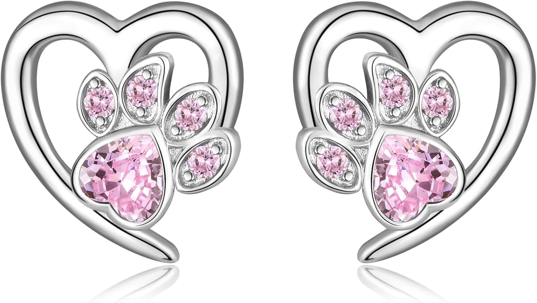 Øreringe med poter og hjerte – Dit kæledyrs tilbehør