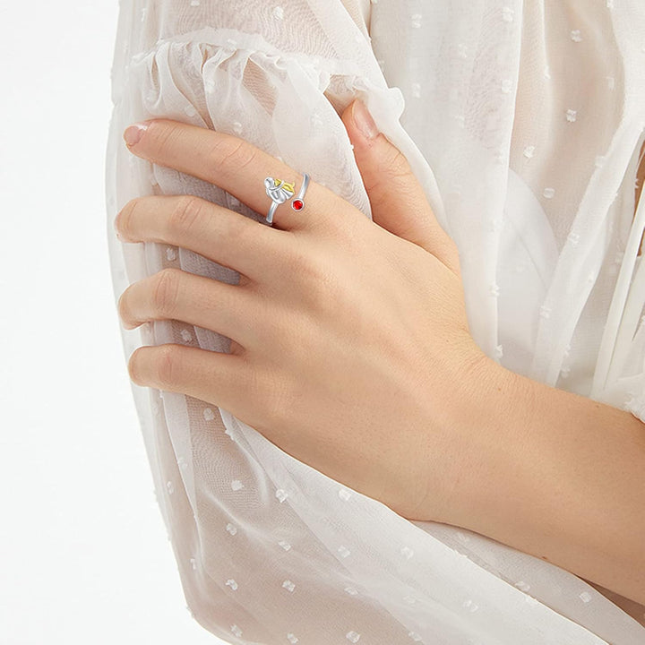 Justerbar hundering med pigefigur lavet af sølv