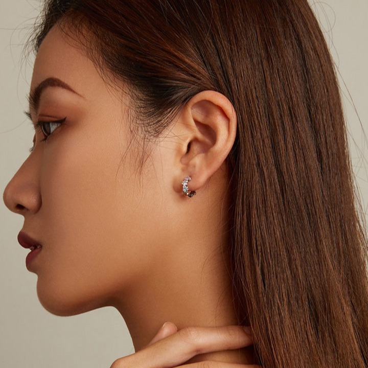 Farverige Poter HoopsØreringe i Ægte Sølv