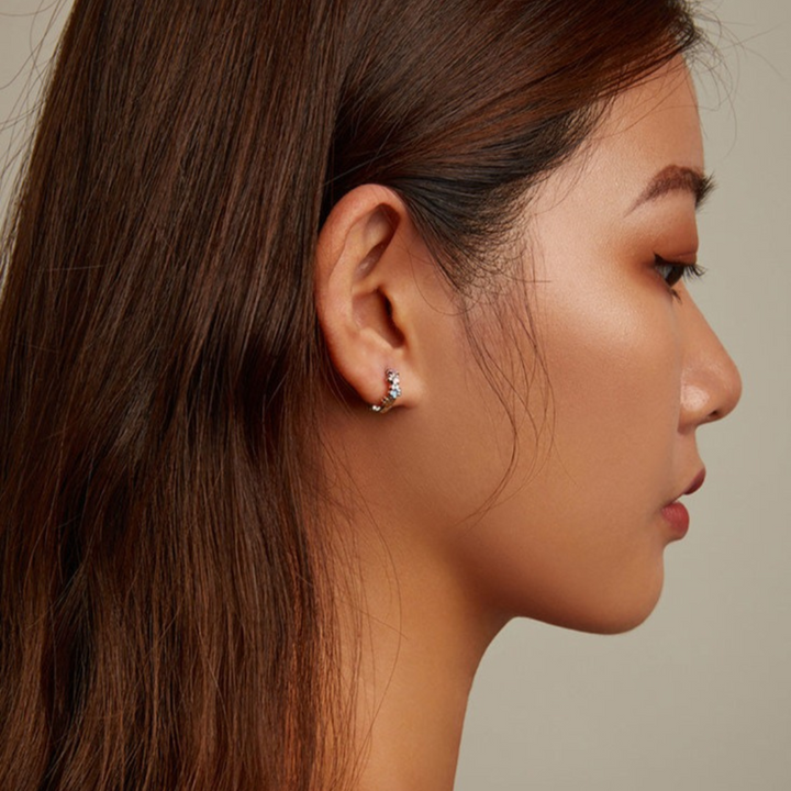 Farverige Poter HoopsØreringe i Ægte Sølv