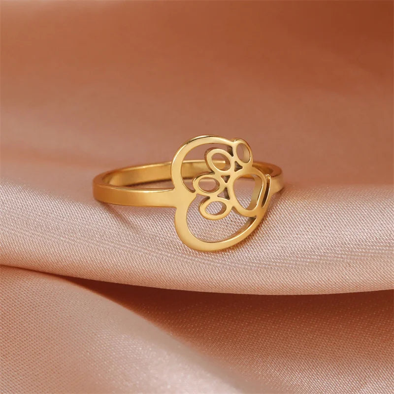 Hjerte Pote Ringe af Rustfrit Stål til Dyreelskere