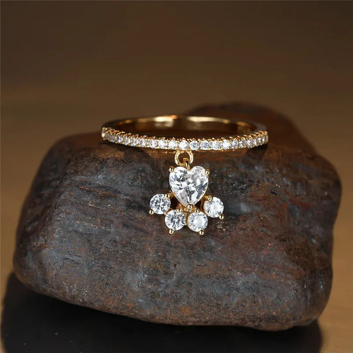 Paw & Heart Ring – Guld- og Sølvlook