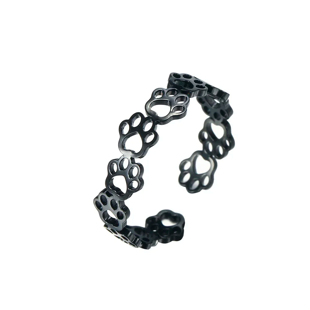 Pote-ring af rustfrit stål – Justerbar finger ring med dyremotiv til kvinder