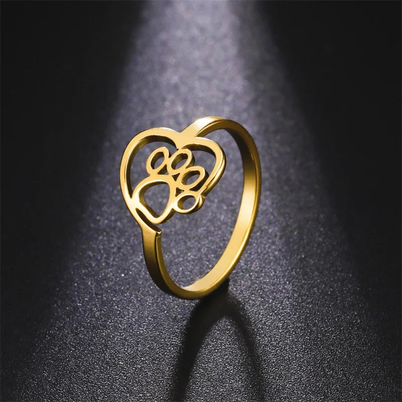 Hjerte Pote Ringe af Rustfrit Stål til Dyreelskere