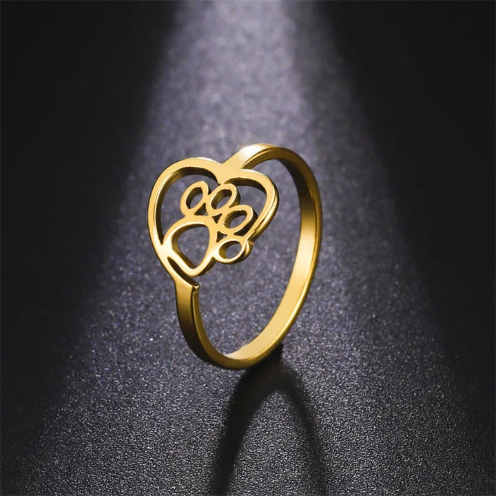 Hjerte Pote Ringe af Rustfrit Stål til Dyreelskere