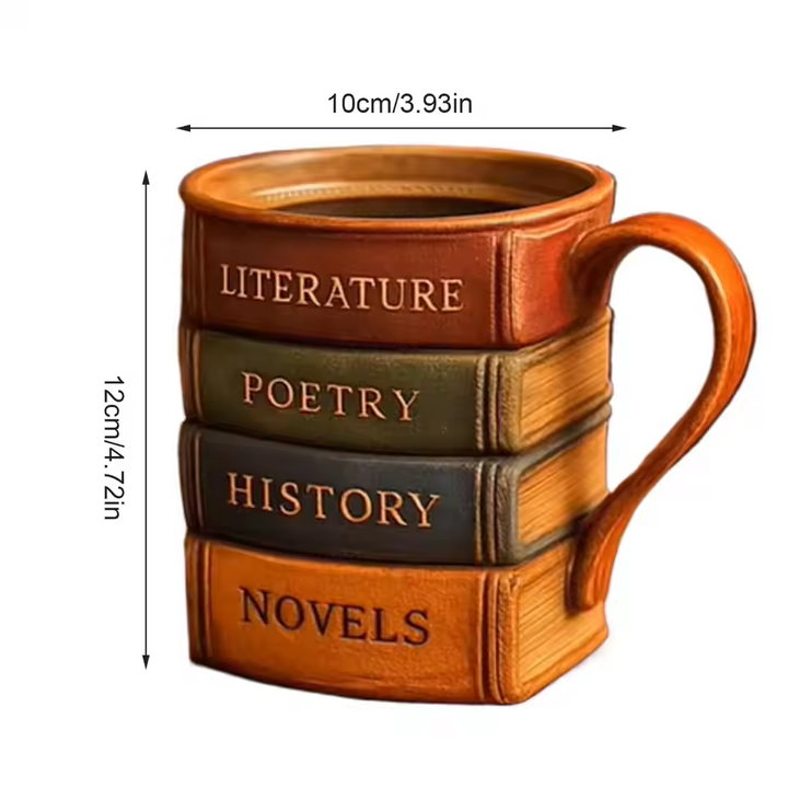 BookLover’s Haven – Håndlavet 3D Biblioteks Kaffemug