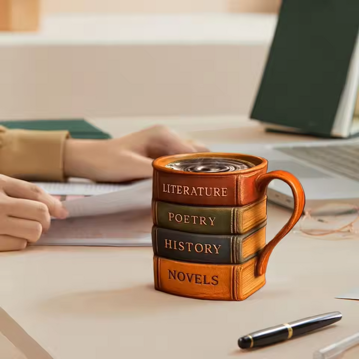 BookLover’s Haven – Håndlavet 3D Biblioteks Kaffemug