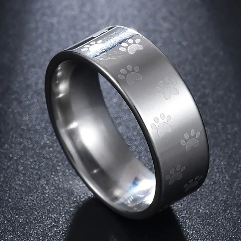 Håndlavet regnbue rustfrit stålrings med poteaftryk