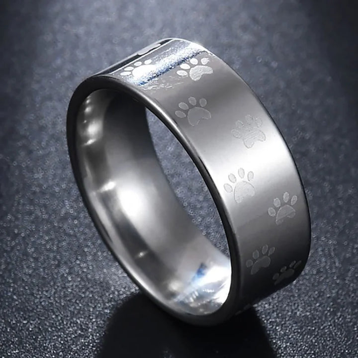 Håndlavet regnbue rustfrit stålrings med poteaftryk