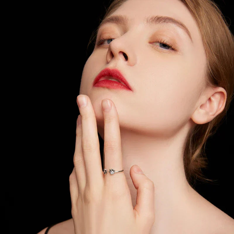 Pote Ring af Sterling Sølv – Justerbar Ring med Zirconia og Emalje