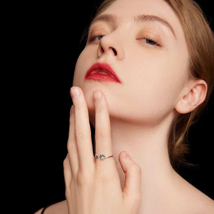 Pote Ring af Sterling Sølv – Justerbar Ring med Zirconia og Emalje