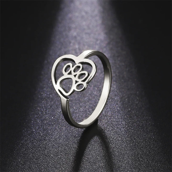 Hjerte Pote Ringe af Rustfrit Stål til Dyreelskere