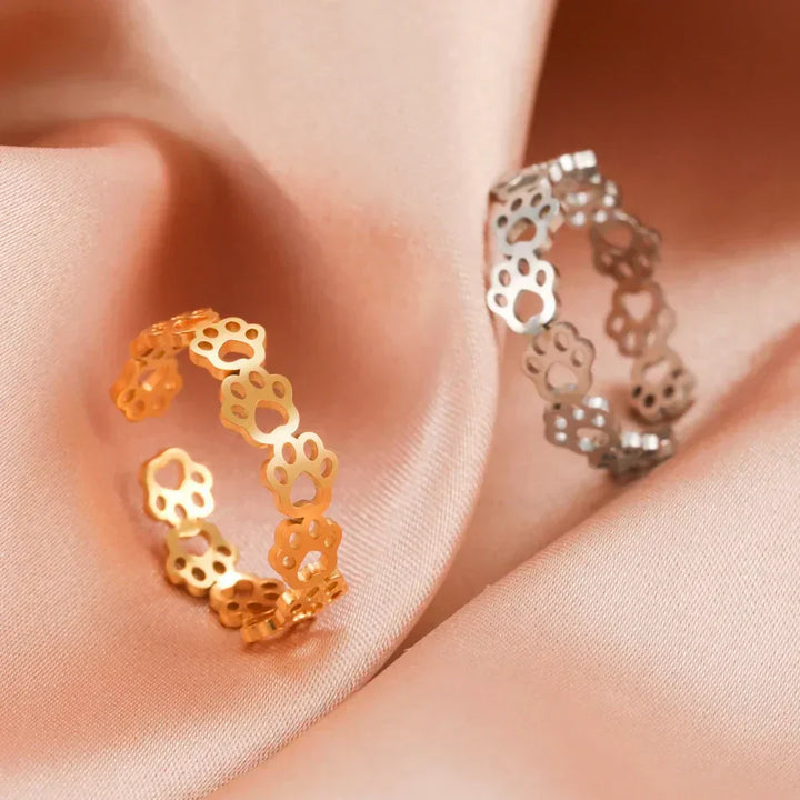 Pote-ring af rustfrit stål – Justerbar finger ring med dyremotiv til kvinder