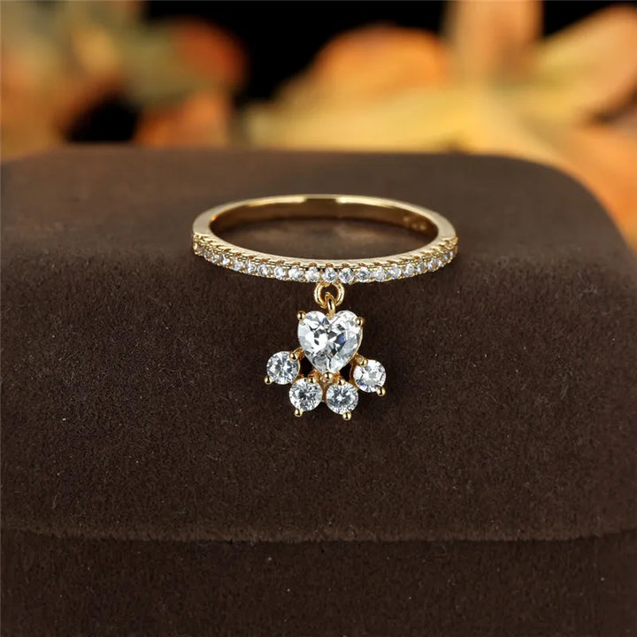 Paw & Heart Ring – Guld- og Sølvlook