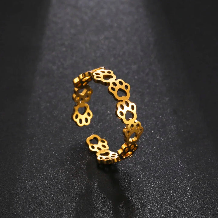 Pote-ring af rustfrit stål – Justerbar finger ring med dyremotiv til kvinder