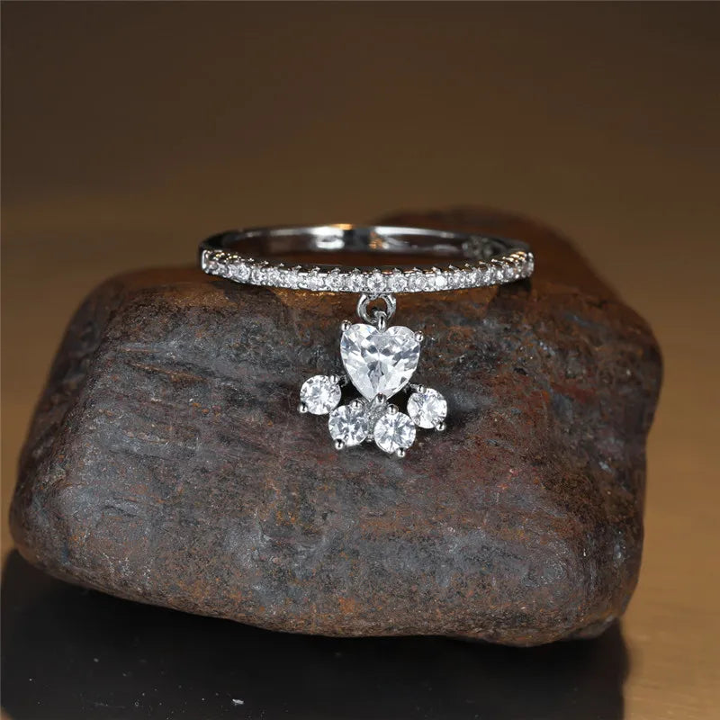 Paw & Heart Ring – Guld- og Sølvlook