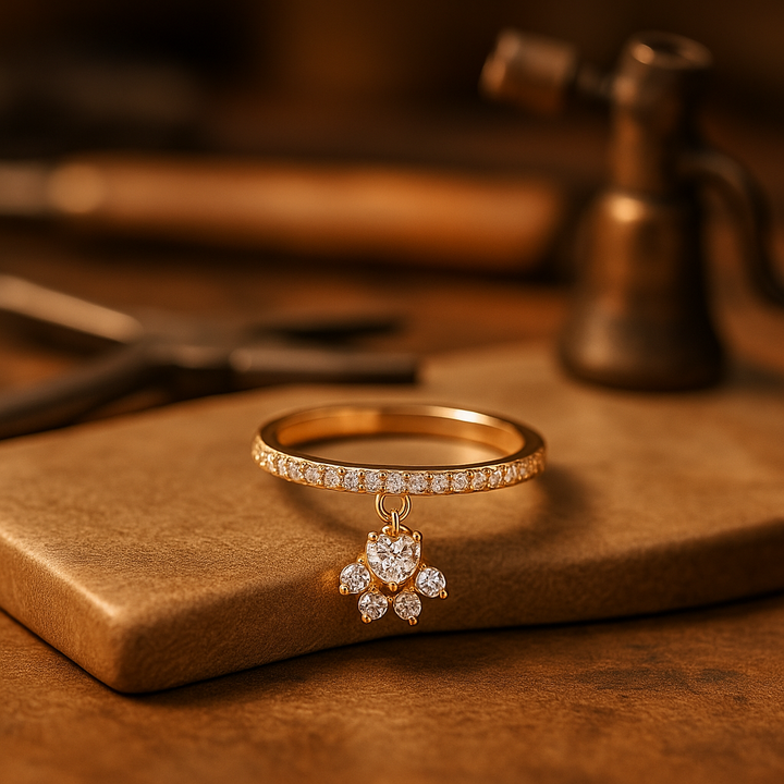 Paw & Heart Ring – Guld- og Sølvlook